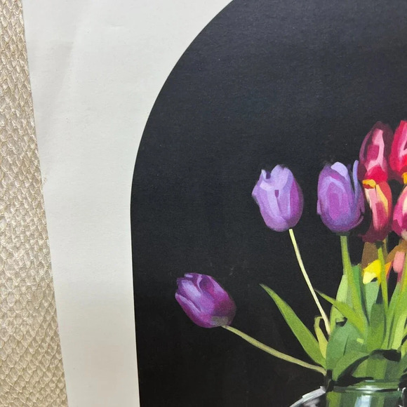 Authentic Lithograph Gallery Wall Art Gucci Bee Logo Still Life Tulip Flowers - Picture 10 of 13